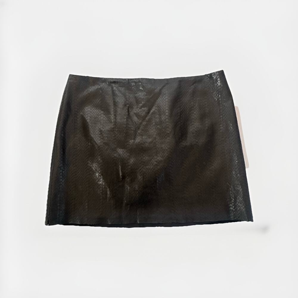 Alice + Olivia Neville Lamb Leather Croc Embossed MiniSkirt